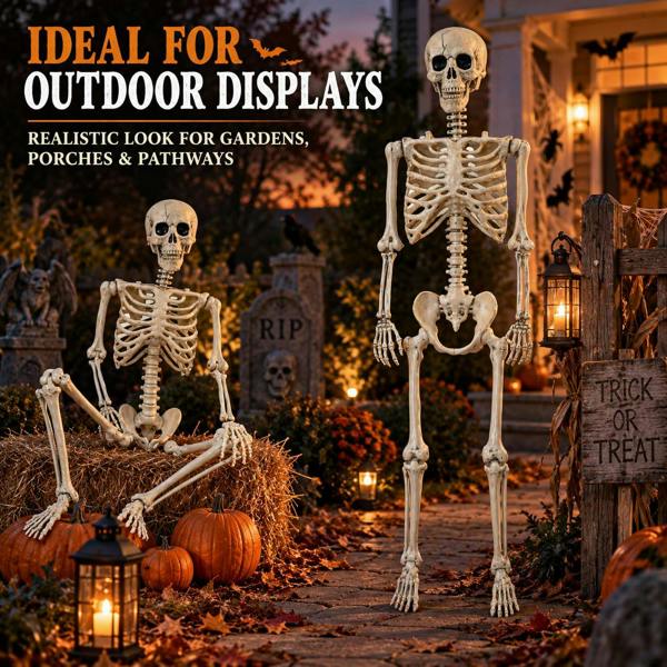 Halloween Life Size Poseable Skeleton Prop 165cm - Realistic Human Skeleton Decoration image 8