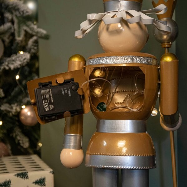 Samuel Alexander 80cm Battery Operated Light up Christmas Gold Nutcracker with LEDs