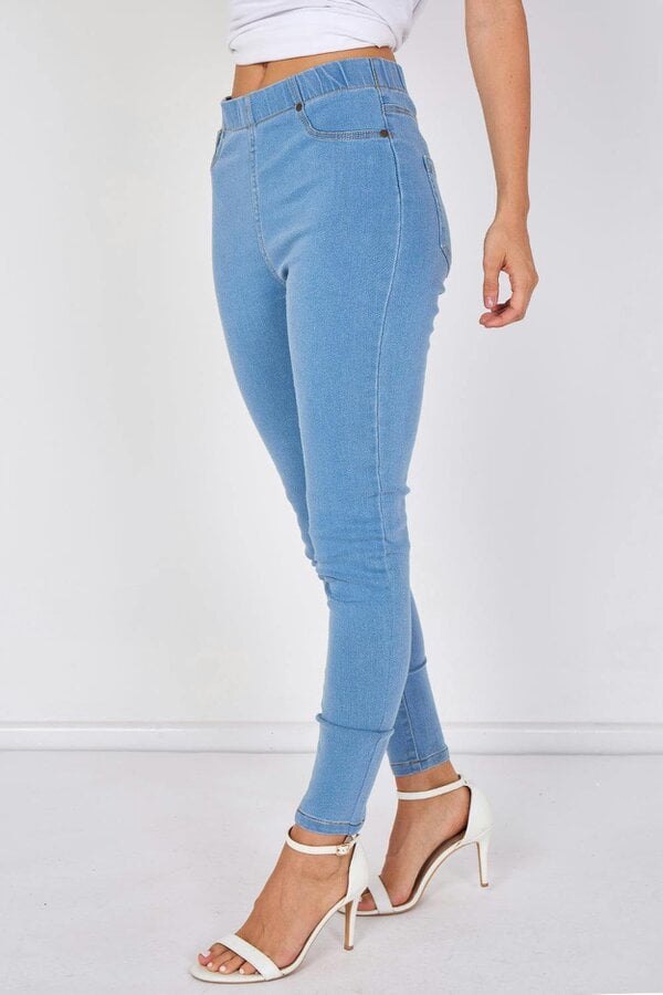 Elaina Fashion Light Wash Stretch Denim Jeggings - 85% cotton 13%polyester and 2% elastane - LIGHT WASH