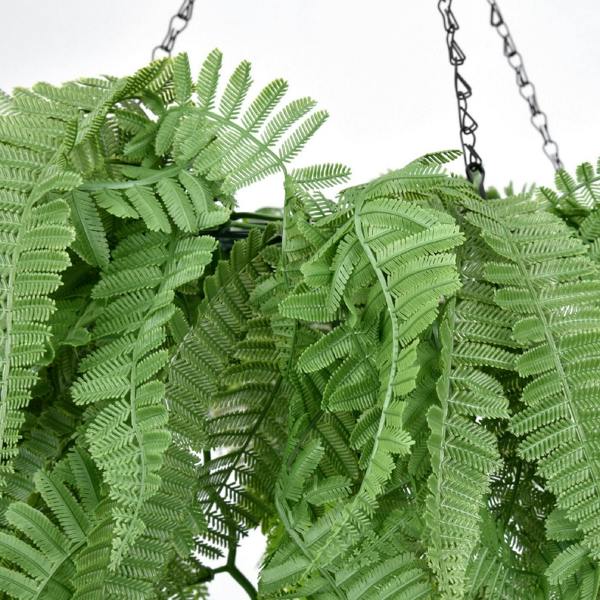 Hanging Hoop with Artificial Woodland Trailing Ferns 60cm Diameter - Evergreenery