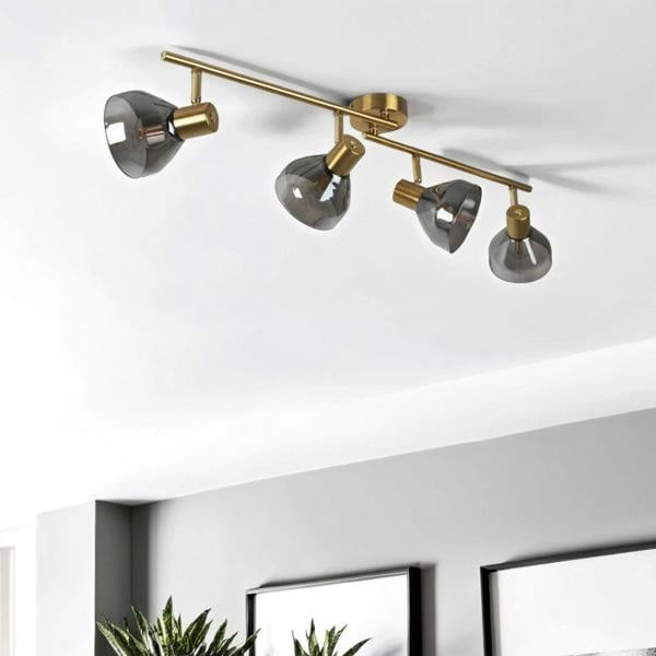 Pagazzi Lighting Fosco 4 Light Split Bar Brass Spot Ceiling Light