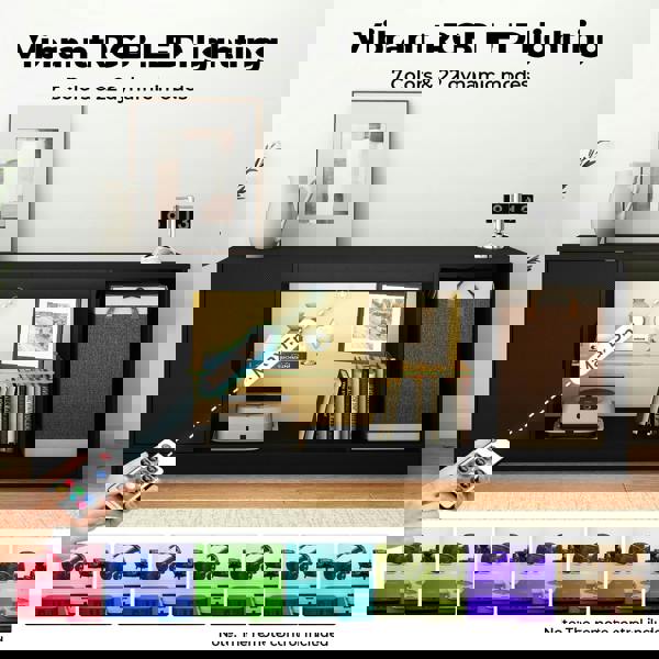 Levede TV Stand Entertainment Unit TV Cabinet Stand Storage with LED 140cm Black