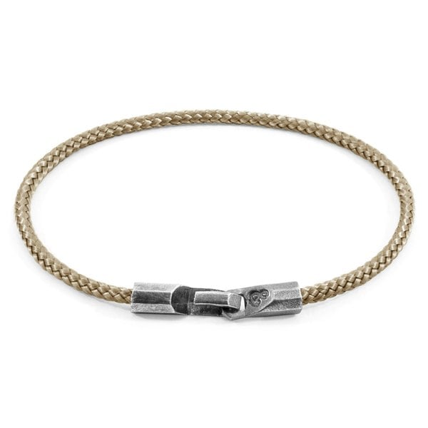 Anchor & Crew Sand Brown Talbot Silver and Rope Bracelet