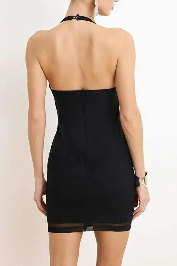 WOVCOR Eyelet Tulle Detail Woven Mini Dress