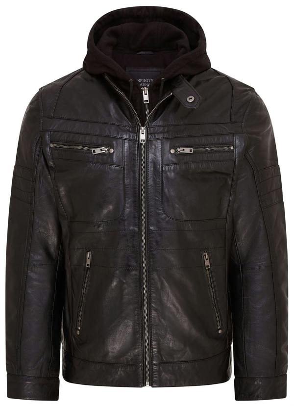 Infinity Leather Mens Hooded Leather Biker Jacket - Stavern