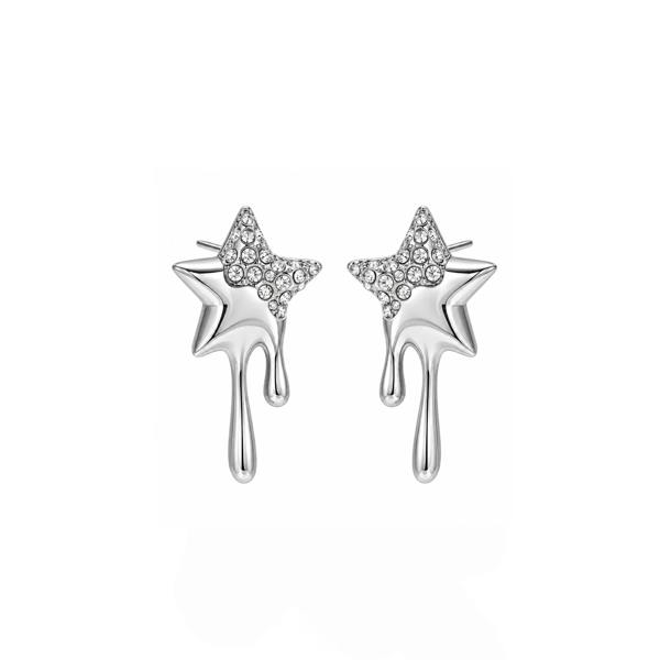 Luxe Tones Vega Silver Crystal Star Drop Earrings