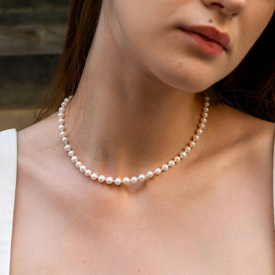 Spero London Small Natural Freshwater Real Pearl Strand Necklace