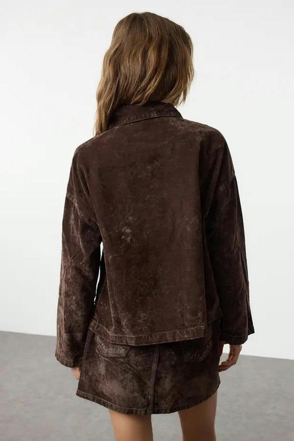 WOVCOR Suede-Look Denim Jacket