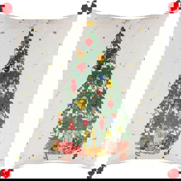 Furn Deck The Halls Tree Embroidered Cushion Cover - Multicoloured
