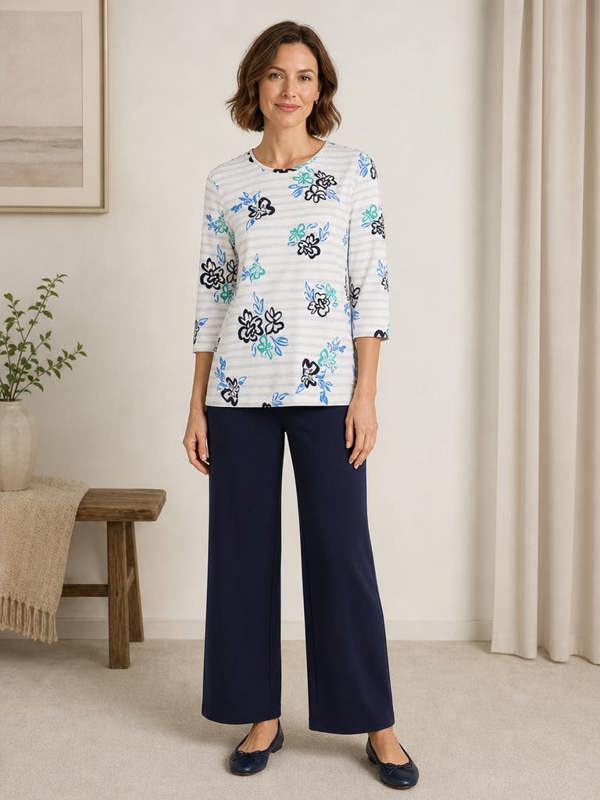 TIGI Stripe And Bloom Print Top