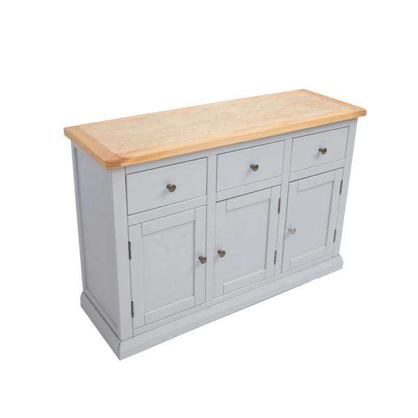 Cabinet Bits Loreo Light Grey 3 Drawer 3 Door Sideboard Brass Knob