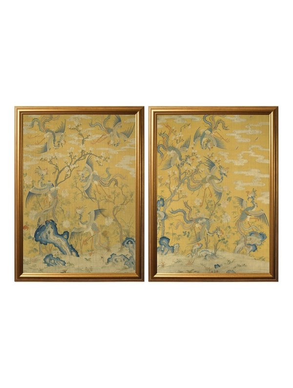 Exceptional Art Phoenixes in a Garden Set of 2