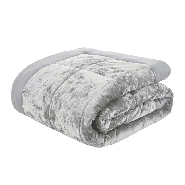 Catherine Lansfield Crushed Velvet Bedspread Silver