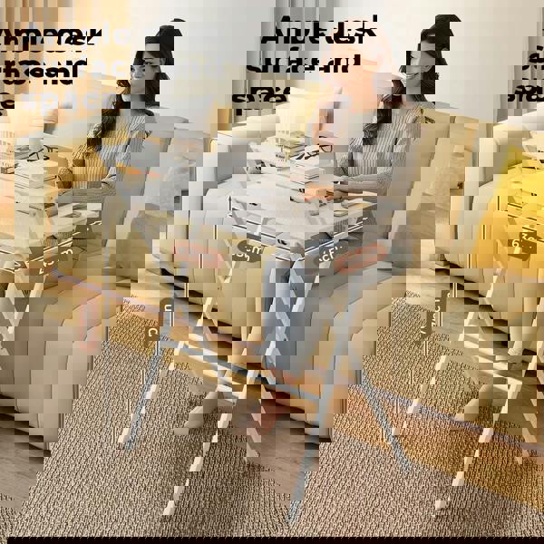 Levede Foldable Computer Desk Office Study Workstation with Monitor Shelf White