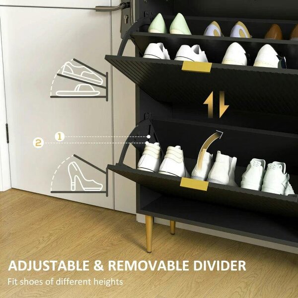 Bobobiy Elegant Two-Drawer Shoe Cabinet - Black