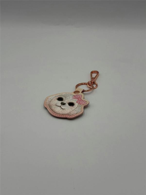 Nimmy Friends Nimmy Big Eye Cute Pet Bischon Fraise Dog Face Airtag Keychain Pink - N-XDY-YSK-02-A