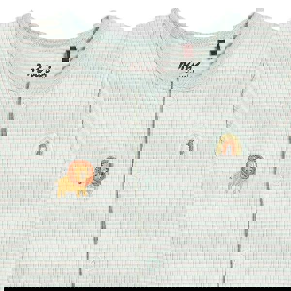 Mini Cuddles Baby Unisex Animal Embroidered Romper, Mint