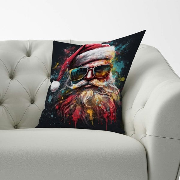 Warren Reed Splashart Santa Claus In Glasses Cushions