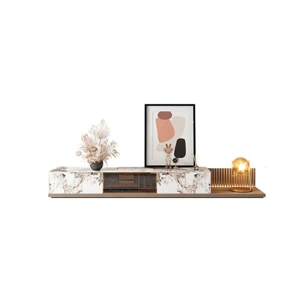 AnMoo Nesting Coffee Table Set With TV Stand, Golden Base-Weilai Concept-Weilai Concept