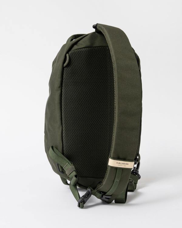 back of a Fjallraven Skule 6L Unisex Sling Bag a Deep Forest 662