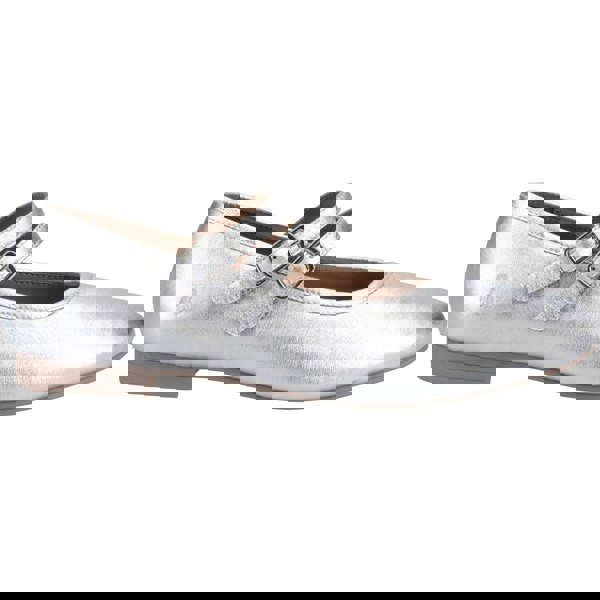 Hush Puppies Nancy Mary Jane Leather Women's Silver Flats