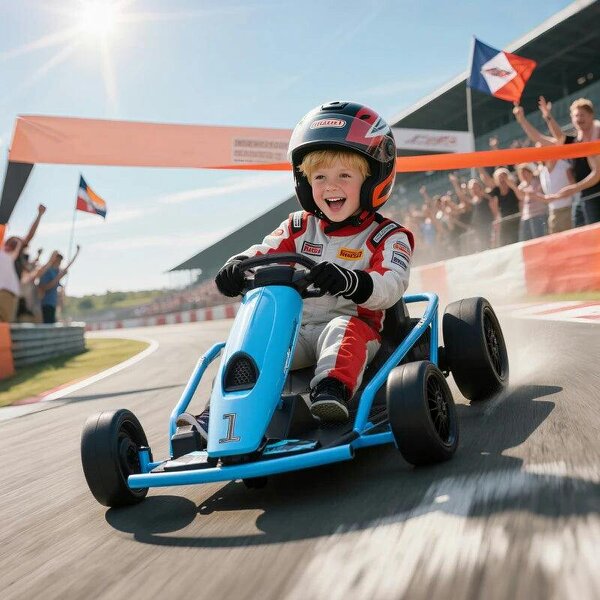 24V Drift Kart, Electric Ride-On Racing Go Kart w/ 2 Speeds, Steering Wheel, Pedals for Kids Aged 8-12, Blue