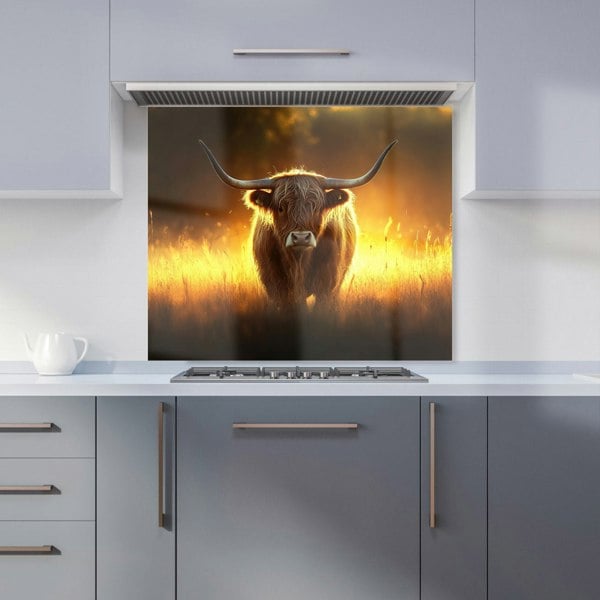 Warren Reed - Designer Highland Cow Sunset Kitchen Splashback