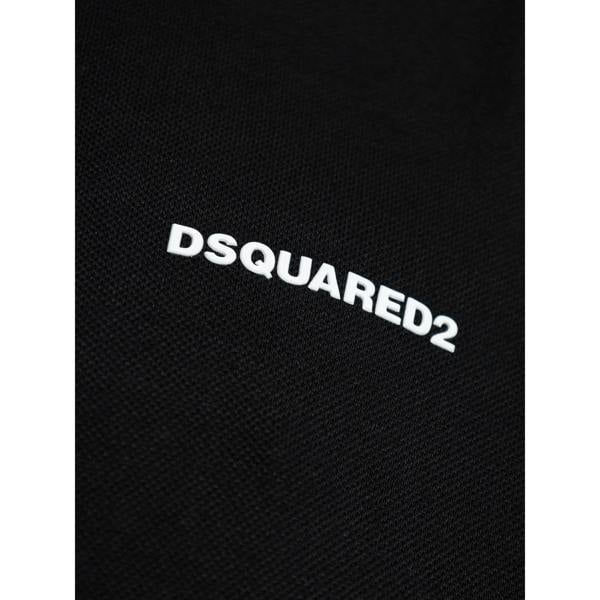 Dsquared Logo Print Piqué Polo Shirt   in  Black