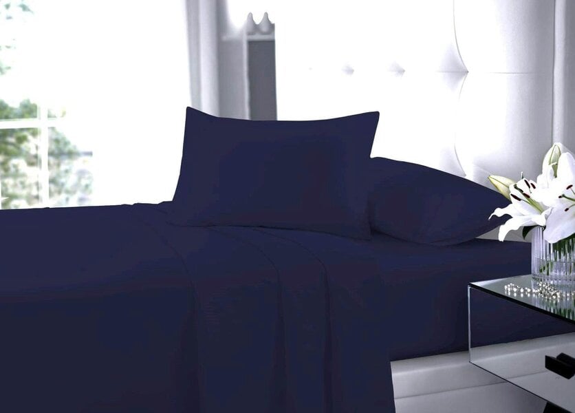 Night Zone Polycotton Flat Sheet – Soft Easy Care Bed Linen for Everyday Use - Navy