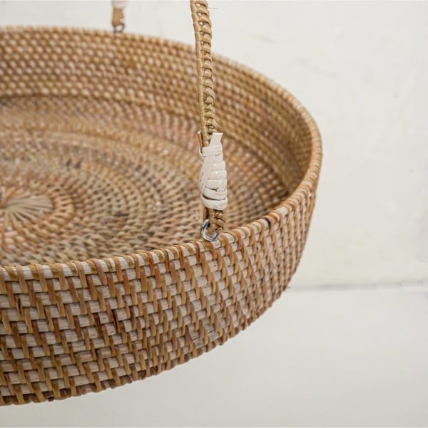 Rattan hanging plant basket four colours single tier metal insert