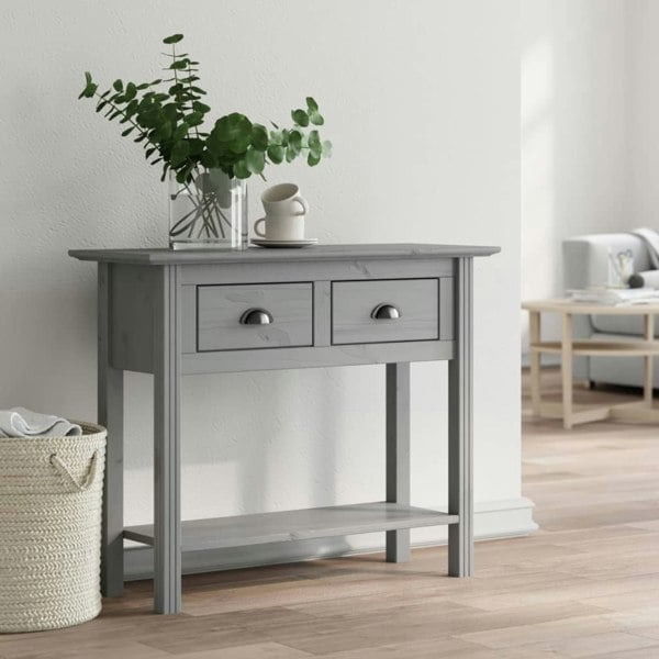 Berkfield Console Table BODO Grey 90x34.5x73 cm Solid Wood Pine
