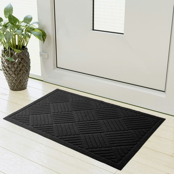 Emma Barclay Cross Hatch Black Door Mat