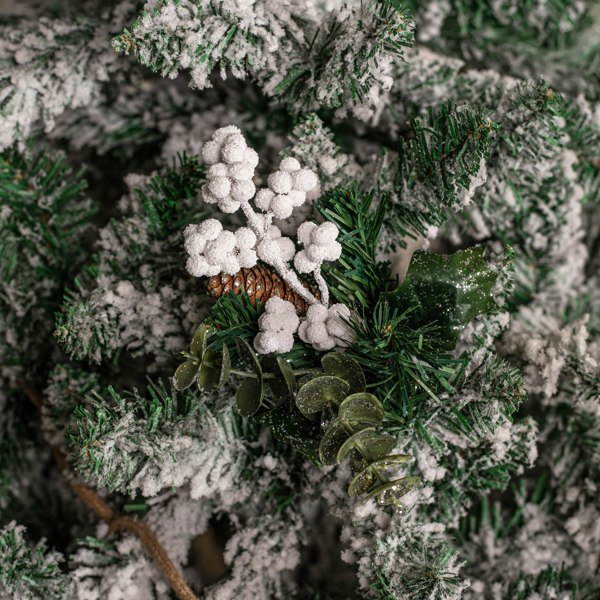 Samuel Alexander 20cm Christmas Eucalyptus Pick with White Frosted Berries and Pinecone