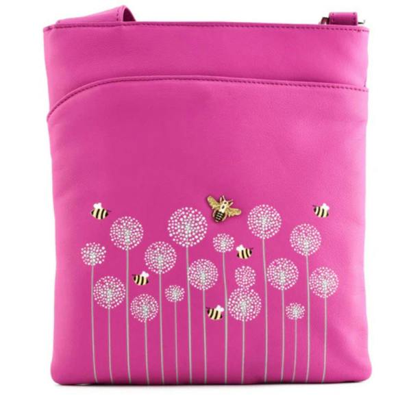 Mala Leather Moonflower Bee & Floral Leather Crossbody Bag