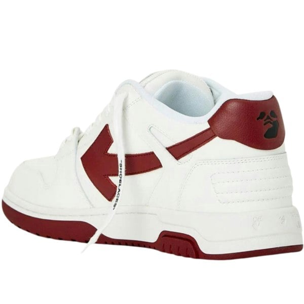 Off White Out Of Office Low Top Leather Men's Sneakers - White Burgundy