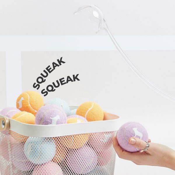 Basket of Squeaky Tennis Balls for Dogs With Transparent Ball Thrower for Games of Fetch 