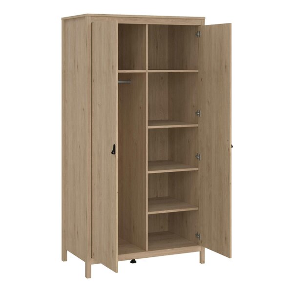 Wyld Haus Wildberry Bedroom Furniture Set - Bedside Table 2 Drawers + Chest 5 Drawers + 2 Door Wardrobe in Jackson Hickory Oak