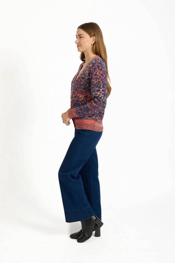 Fluffy Leopard Print Knit Cardigan