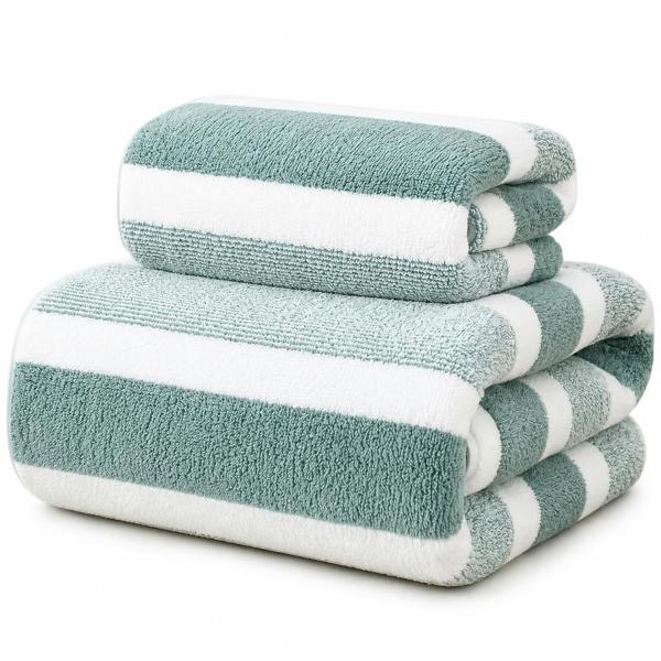 Dyzi Ultra Absorbent Striped Towel Set Quick Dry Bath Towels Home & Outdoor