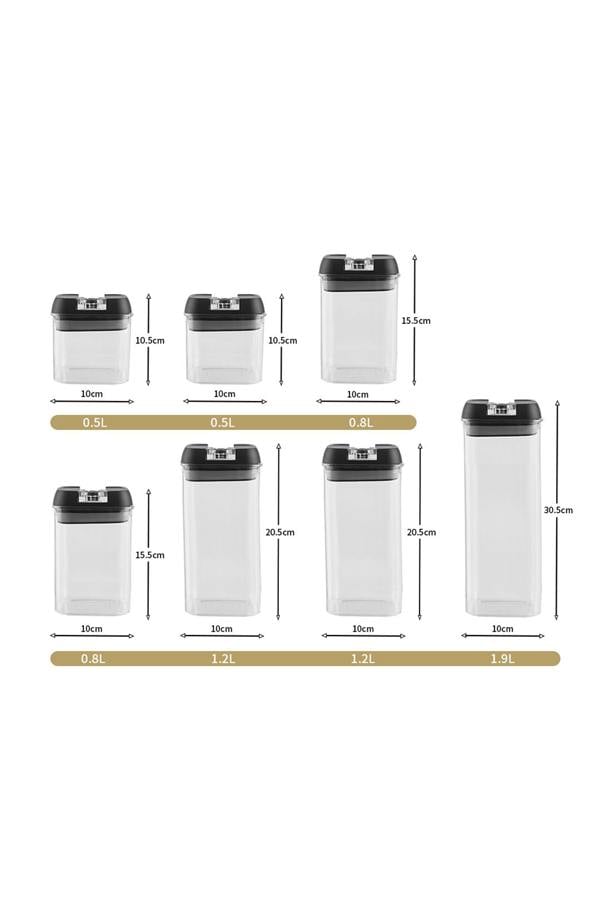 Living and Home 7Pcs Airtight Food Dry Grain Cereal  Storage Containers 6.9L with Clasp Lids （0.5*2+0.8*2+1.2*2+1.9L）
