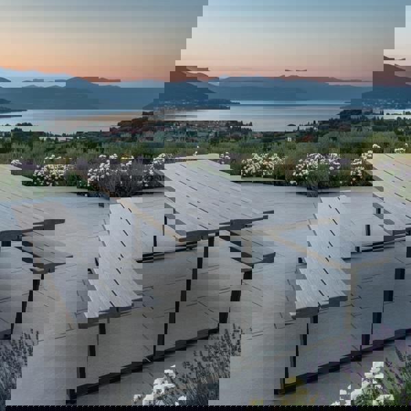 TRL Furniture Outdoor Slatted Picnic Table with Fixed Benches