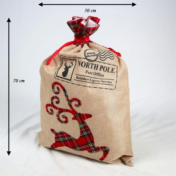 Shatchi 50x70cm Christmas Reindeer Sack for Festive Gift Presentation and Seasonal Decorating