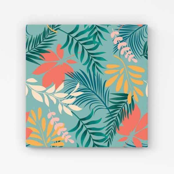 Warren Reed Abstract Bright Colorful Tropical Leaves Canvas