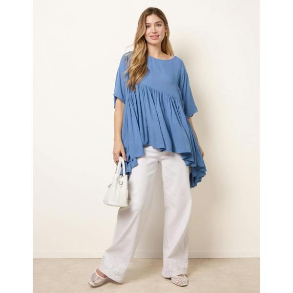 Blue Vanilla Gathered Oversized Top