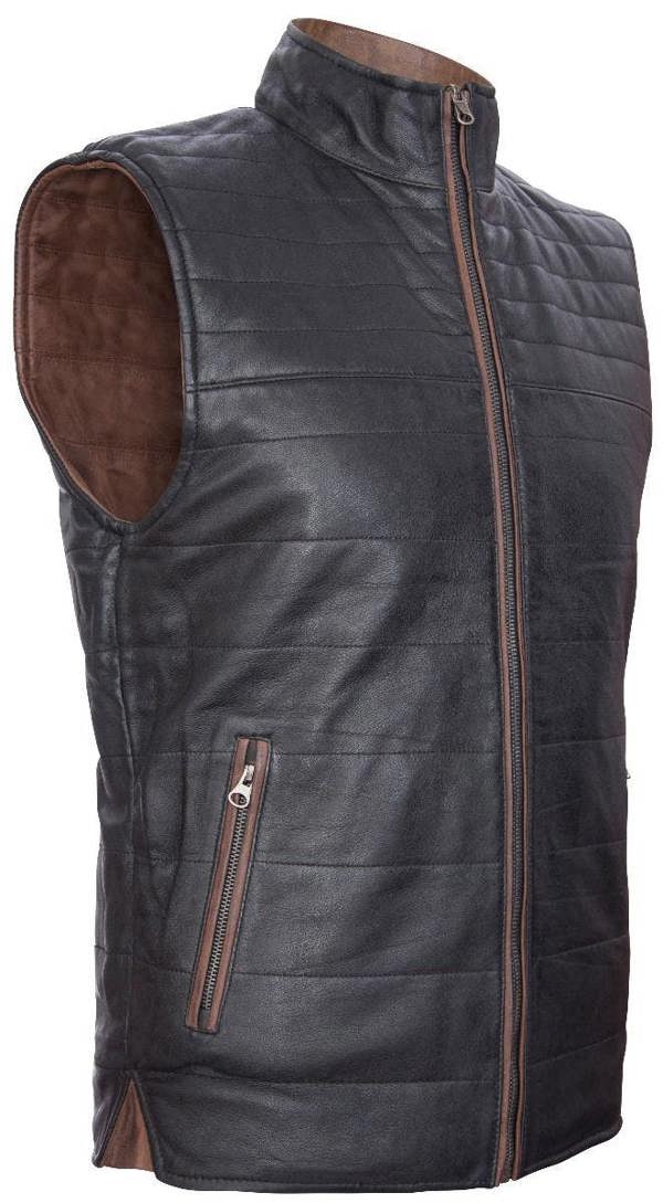 Infinity Leather Mens Reversible Black and Brown Leather Gilet-Preston