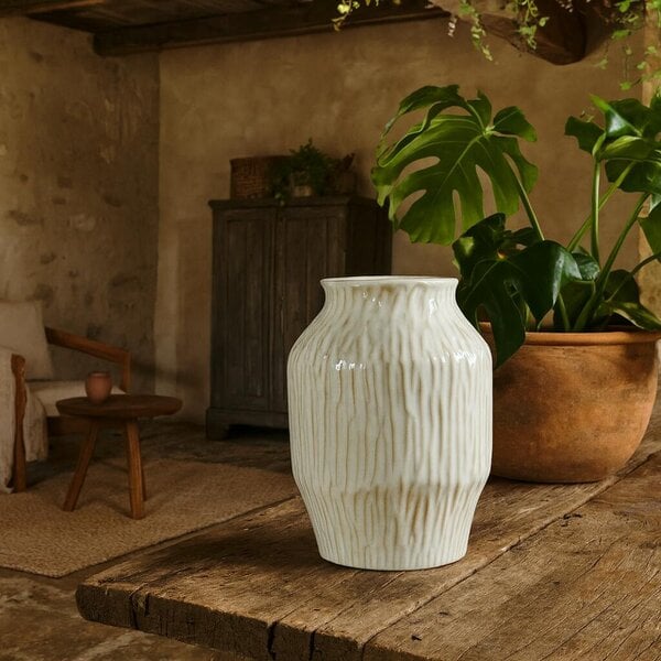 Wyld Haus Windmere White  OpleTextured Ceramic Vase