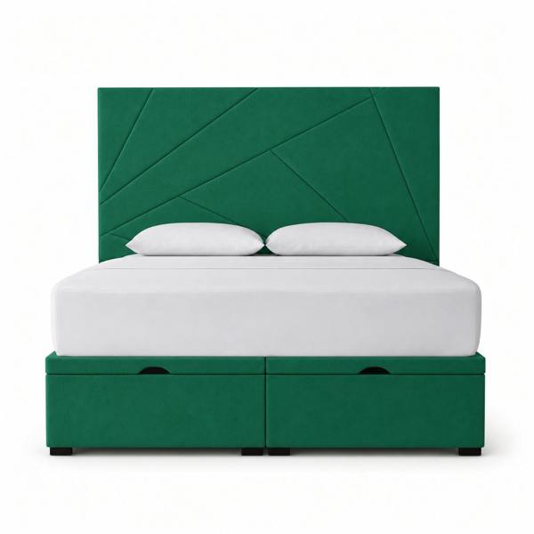 Great British Beds Douglas Divan Ottoman Bed - Green Plush