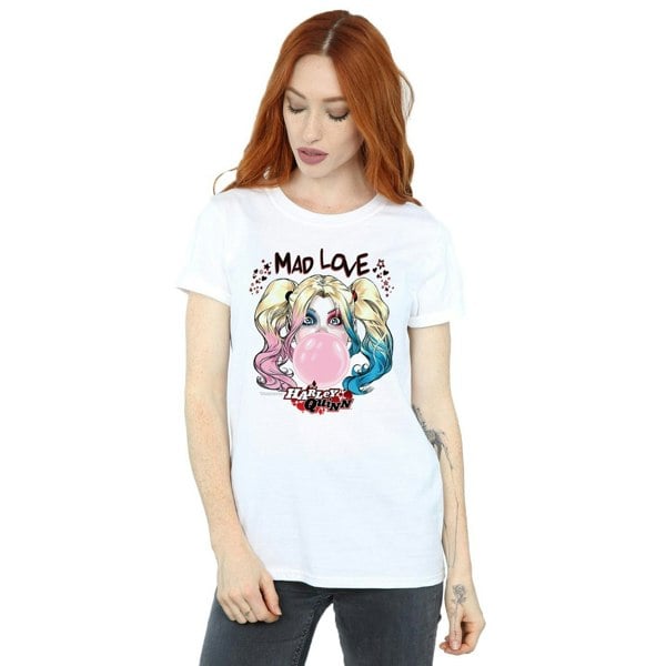 DC Comics Womens Harley Quinn Mad Love Cotton Boyfriend T-Shirt - White