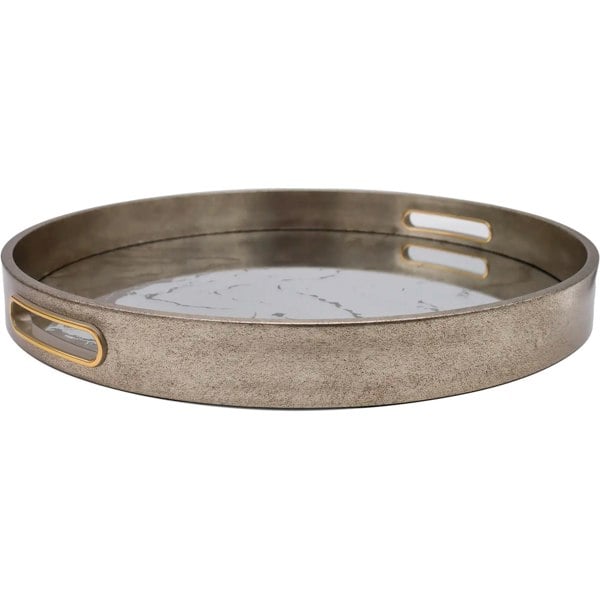 Maison des Cadeaux Round Marbling Decorative Coffee Table Tray