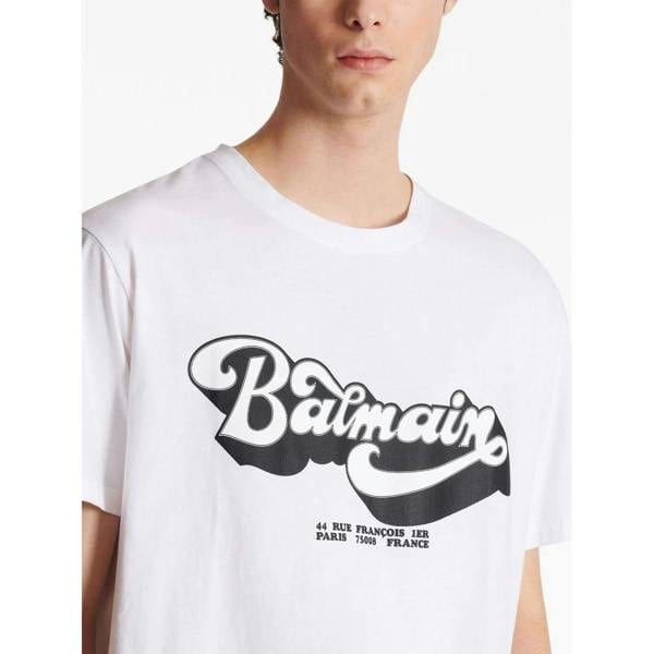 Balmain 70s Logo Print T-Shirt   in  Black